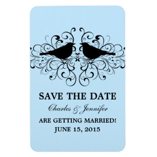 Love Bird Wirbel Speichern Sie das Date Magnet, Bl Magnet