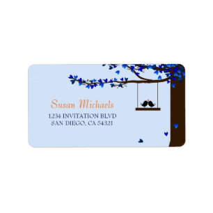 Love Birds Address Labels Blue Adressaufkleber