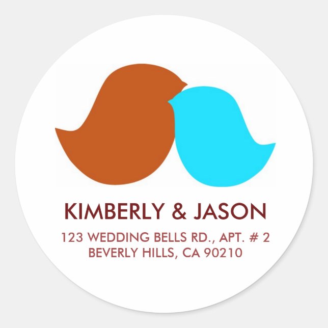 Love Birds Address Labels Runder Aufkleber (Vorderseite)