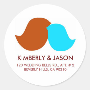 Love Birds Address Labels Runder Aufkleber