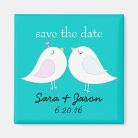 Love Birds Aqua Save the Date Magnet