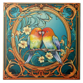 Love Birds Art Deco Nouveau Fliese