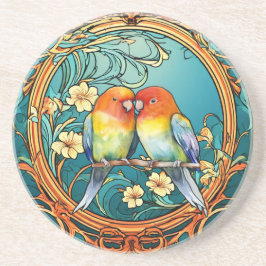 Love Birds Art Deco Nouveau Getränkeuntersetzer