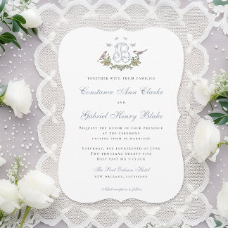 Love Birds "B" Monogram Weditation Einladung