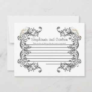 Love Birds Black/White Wedding Advice Card Hinweiskarte