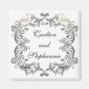 Love Birds Black/White Wedding Magnet