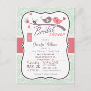 Love Birds Brautparty; Sage Green Paisley Einladungspostkarte
