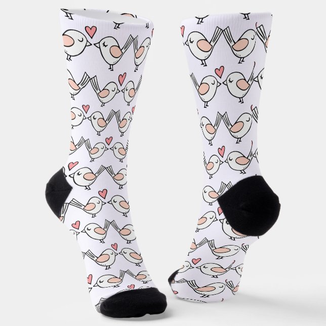 Love Birds Bride Geschenk Pink White Lovebirds Hoc Socken (Gewinkelt)