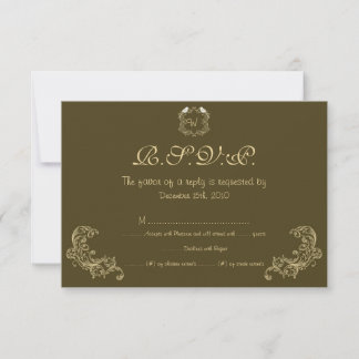 Love Birds Brown/Creme Wedding RSVP Card Einladung