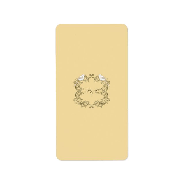 Love Birds Brown/Tan Wedding Candy Wrapper Adressaufkleber (Vorne)
