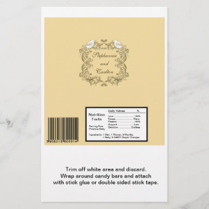 Love Birds Brown/Tan Wedding Candy Wrapper Flyer