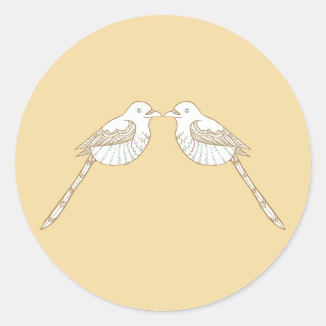 Love Birds Brown/Tan Wedding Umschlag Aufkleber (Vorderseite)