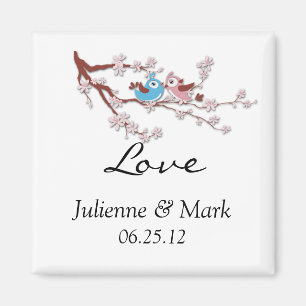 Love Birds Cherry Blossoms Hochzeitsmagnet Magnet