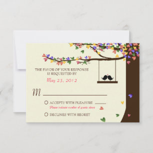 Love Birds Colorful Hearts Oak Tree UAWG RSVP Karte