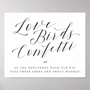 Love Birds Confetti Seeds Kalligrafie Hochzeitszei Poster