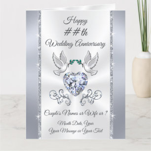 Love Birds Diamond Herz, Custom Anniversary Cards Dankeskarte