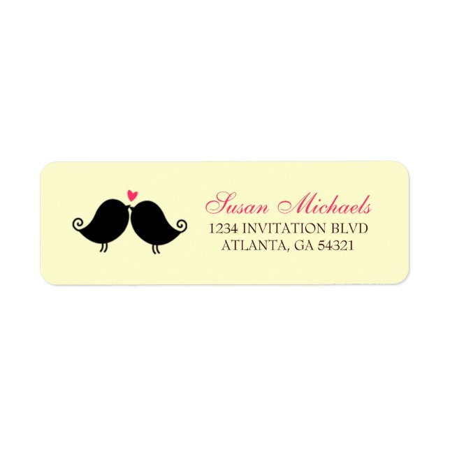 Love Birds Fallende Herzen Matching Address Label (Vorne)