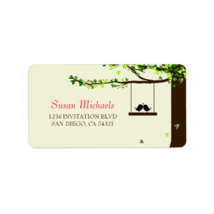 Love Birds Falling Hearts Address Labels Adressaufkleber