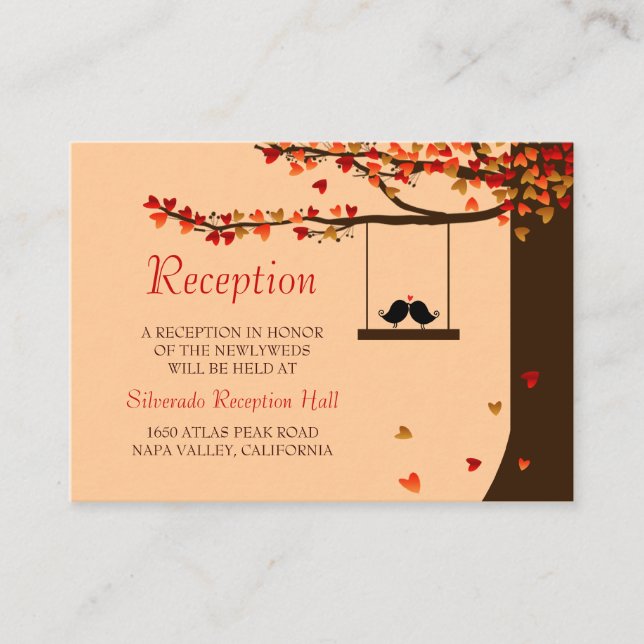 Love Birds Falling Hearts Mini Empfang 100pk Begleitkarte (Vorderseite)