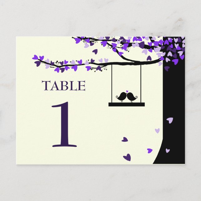 Love Birds Falling Hearts Oak Tree Tischnummer (Vorderseite)