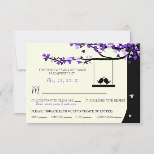 Love Birds Falling Hearts Oak Tree UAWG (Mahlzeit) RSVP Karte