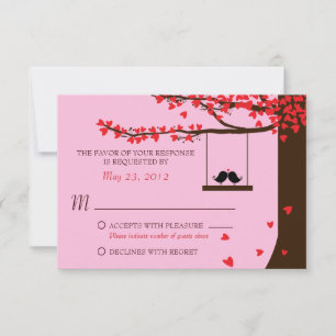 Love Birds Falling Hearts Oak Tree UAWG RSVP Karte