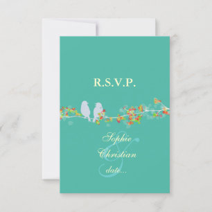 LOVE BIRDS, GROSSE RSVPs/DIY-Farben RSVP Karte