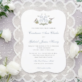 Love Birds "H" Monogram Weditation Einladung