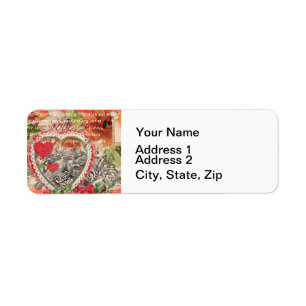 Love Birds Heart Red Art Collage