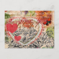 Love Birds Heart Red Art Collage