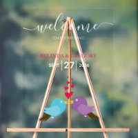 Love Birds & Hearts Wedding Willkommenszeichen