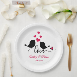 Love Birds Hochzeitstil Personalisiert Pappteller
