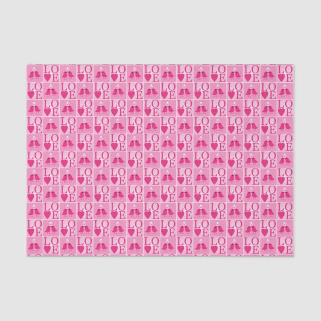 Love Birds in Pink Pattern Seidenpapier (Vorderseite)