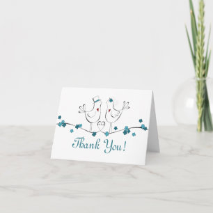 Love Birds in Teal -Thank You Cards Dankeskarte