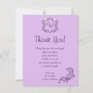 Love Birds Lila / Lavender Wedding Danke Karte