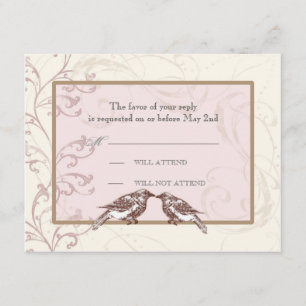 Love Birds 'n Lace - Rose Wedding Response Card RSVP Karte