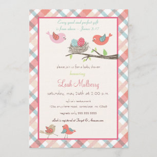 Love Birds Nest - Trendy Scripture Baby Dusche Einladung