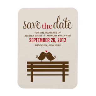Love Birds on Park Bench Wedding Magnet
