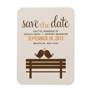 Love Birds on Park Bench Wedding Magnet
