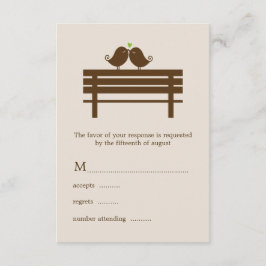 Love Birds on Park Bench Wedding RSVP Karte
