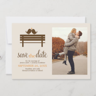 Love Birds on Park Bench Wedding Save The Date