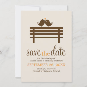 Love Birds on Park Bench Wedding Save The Date