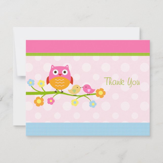 Love Birds & Owl auf Branch Dankeschön Karte (Vorderseite)