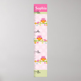 Love Birds & Owl Branch Growth Chart Behielt auf 8 Poster