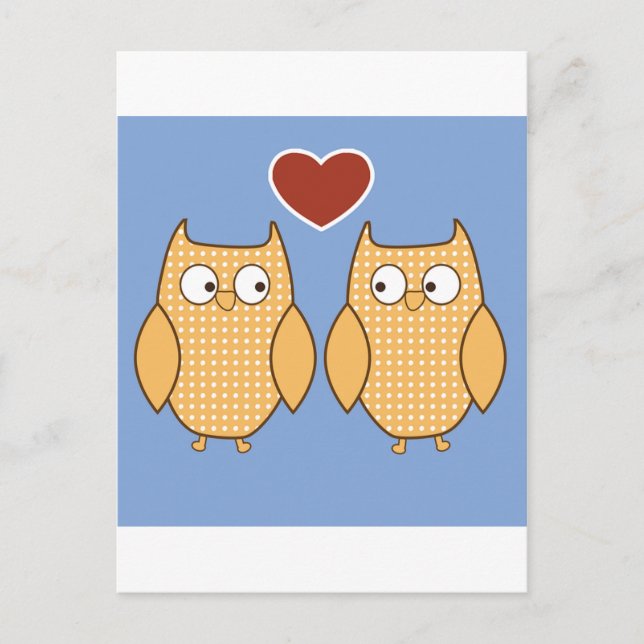 Love Birds Owls Blossom Heart Destiny Dusche Party Postkarte (Vorderseite)