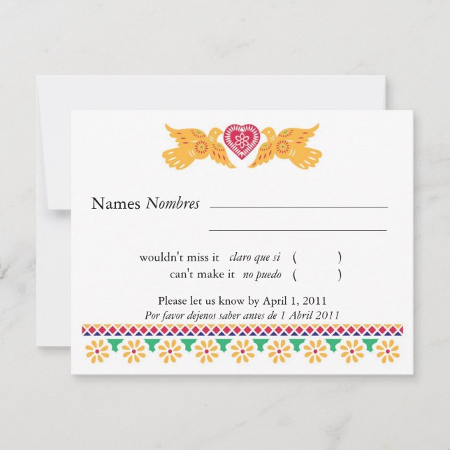 Love Birds Papel Picado Style RSVP Card (Vorderseite)