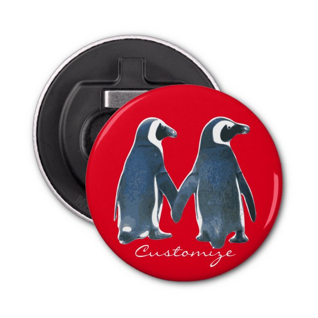 Love Birds Penguin Couple Thunder_Cove Flaschenöffner (Vorderseite)