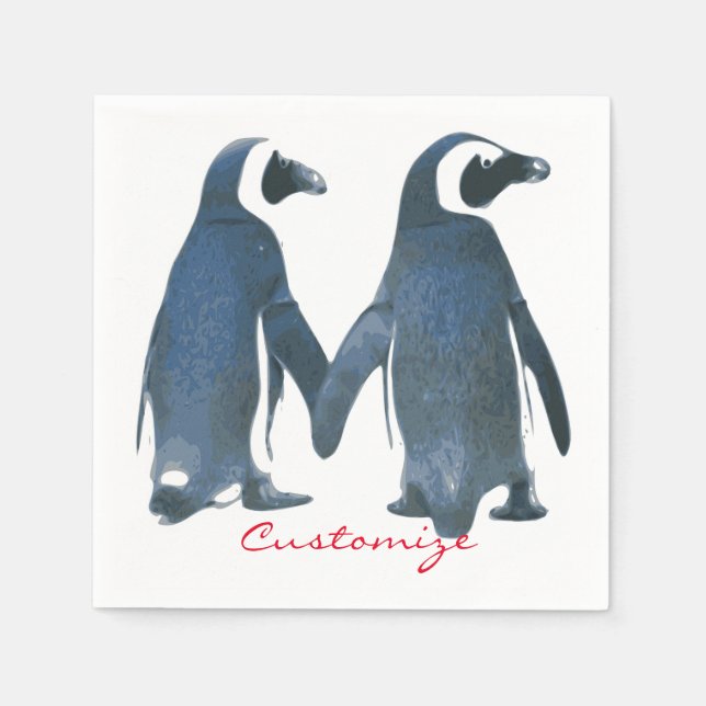 Love Birds Penguin Couple Thunder_Cove Serviette (Vorderseite)