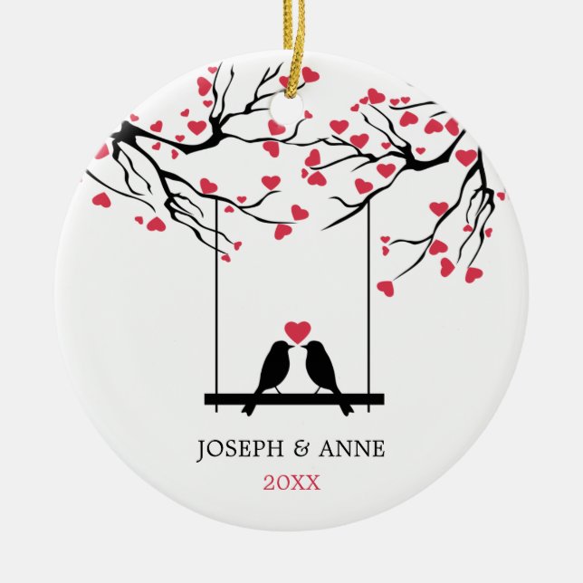 Love Birds Personalisiert Couple Dating Keramik Ornament (Vorne)