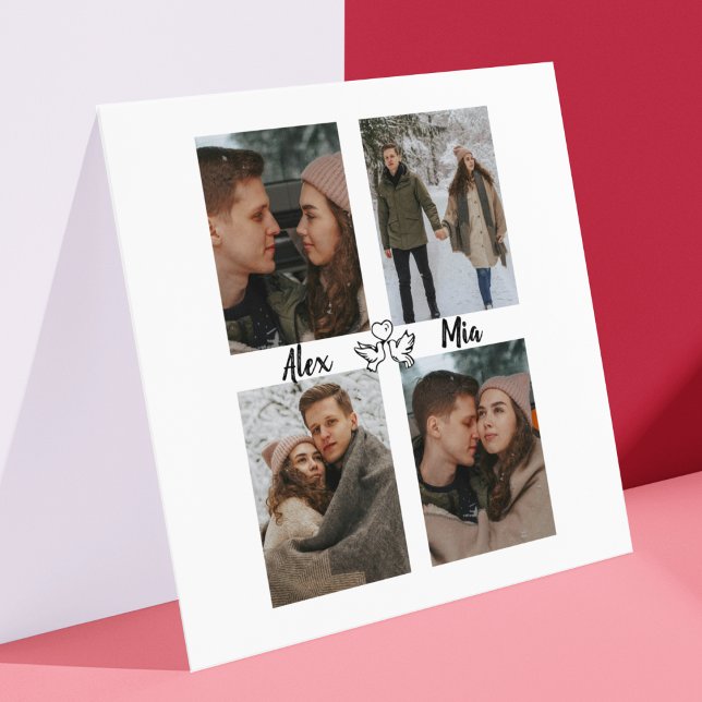 Love Birds Photo Collage Card for Couples (Von Creator hochgeladen)